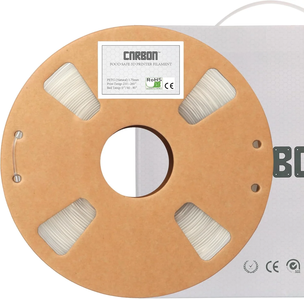 Bílý CARBON PETG filament na kartonové cívce